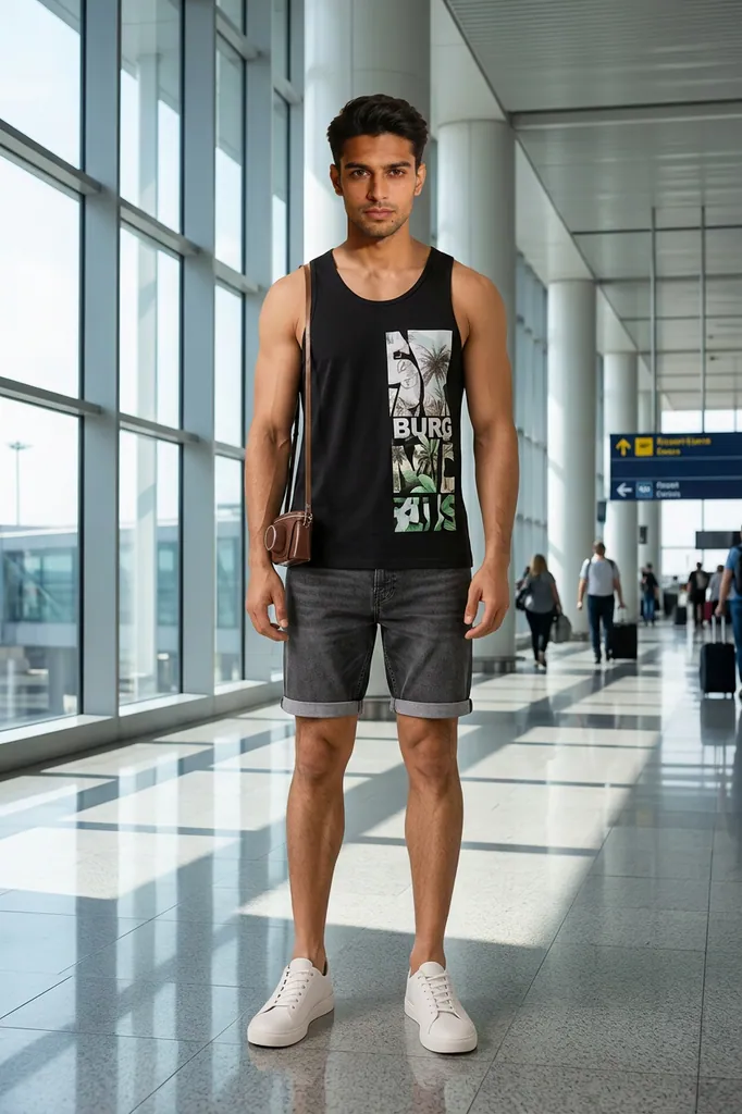 AI-generated on-model menswear catalog photo