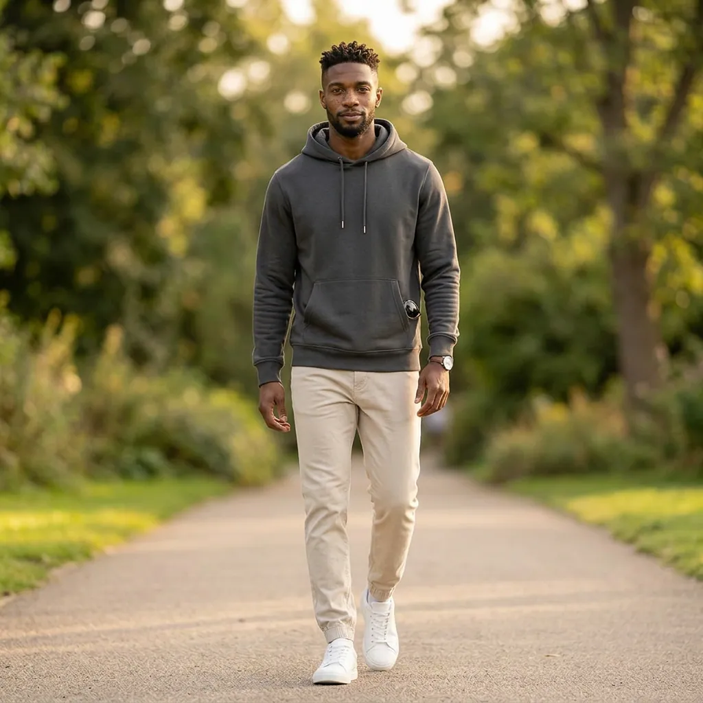 AI-generated on-model menswear catalog photo