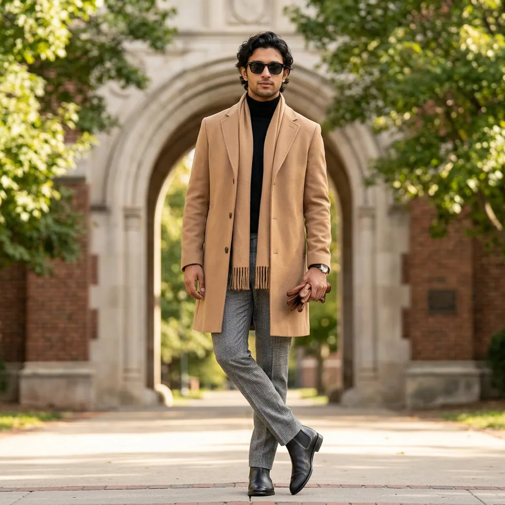 AI-generated on-model menswear catalog photo