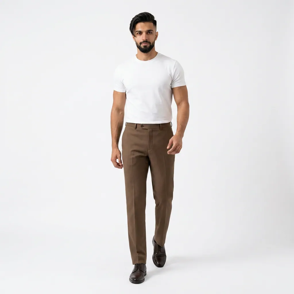 AI-generated on-model menswear catalog photo