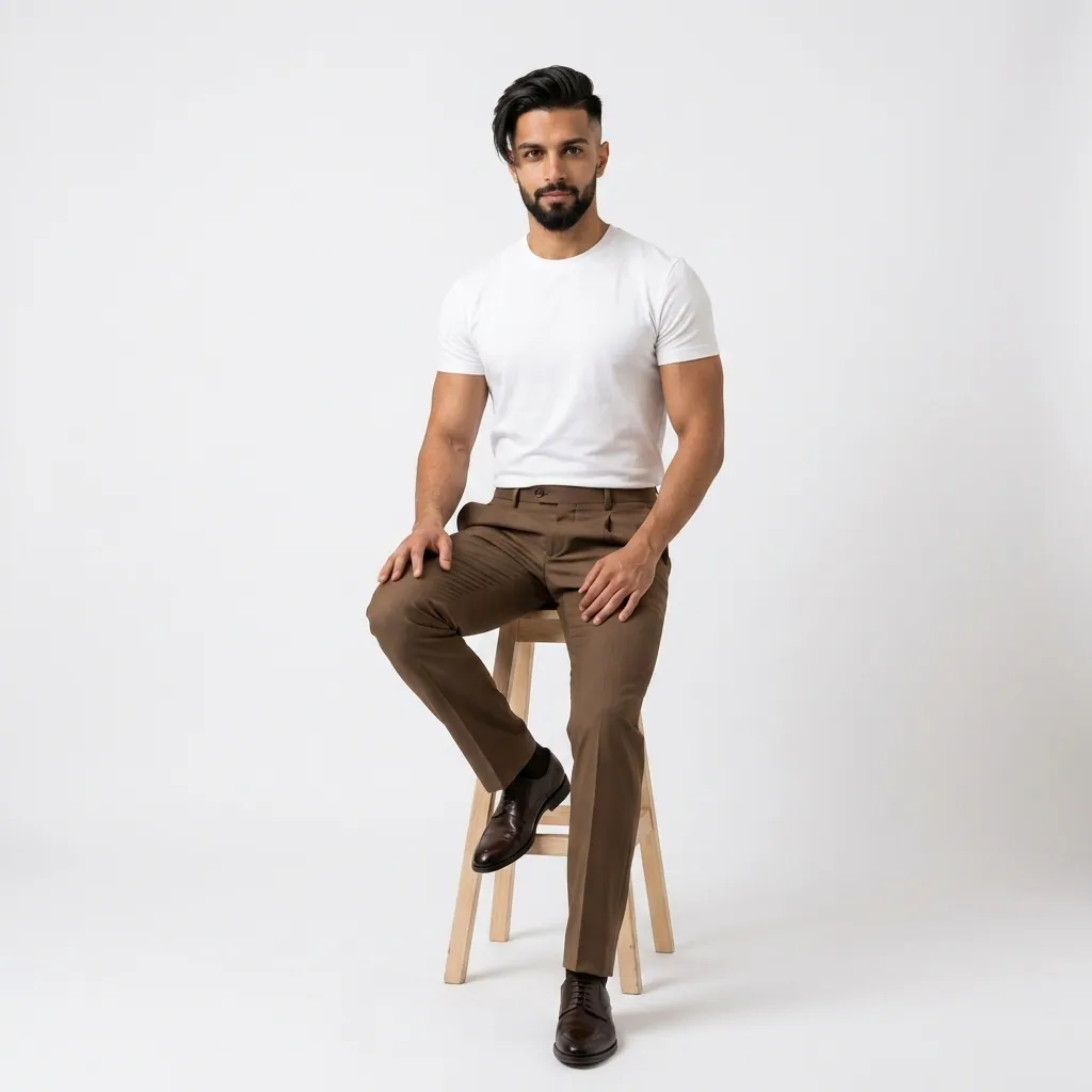 AI-generated on-model menswear catalog photo