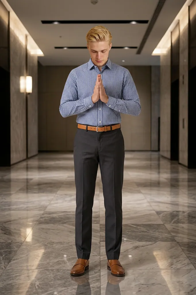 AI-generated on-model menswear catalog photo