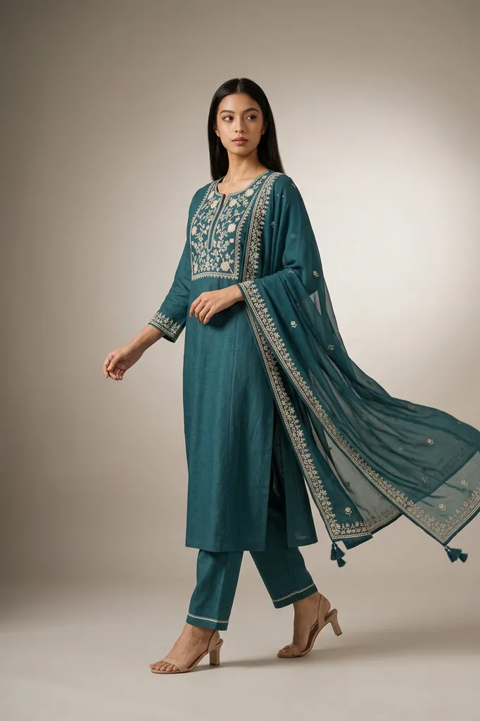 AI-generated on-model salwar suit catalog photo
