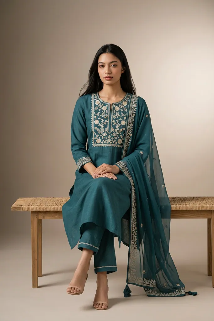 AI-generated on-model salwar suit catalog photo