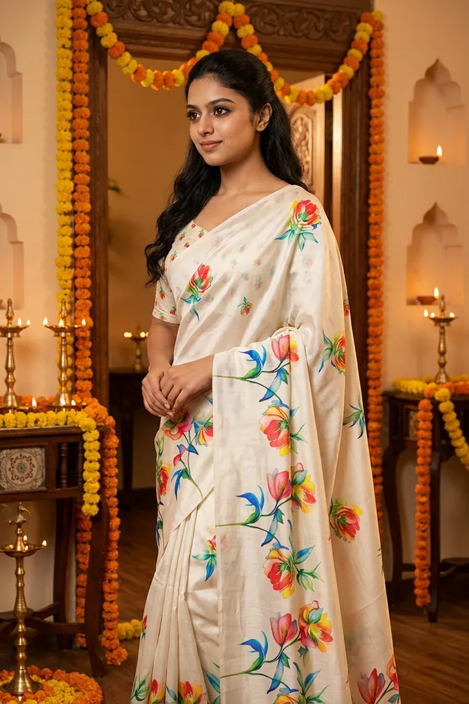 AI-generated on-model saree catalog photo