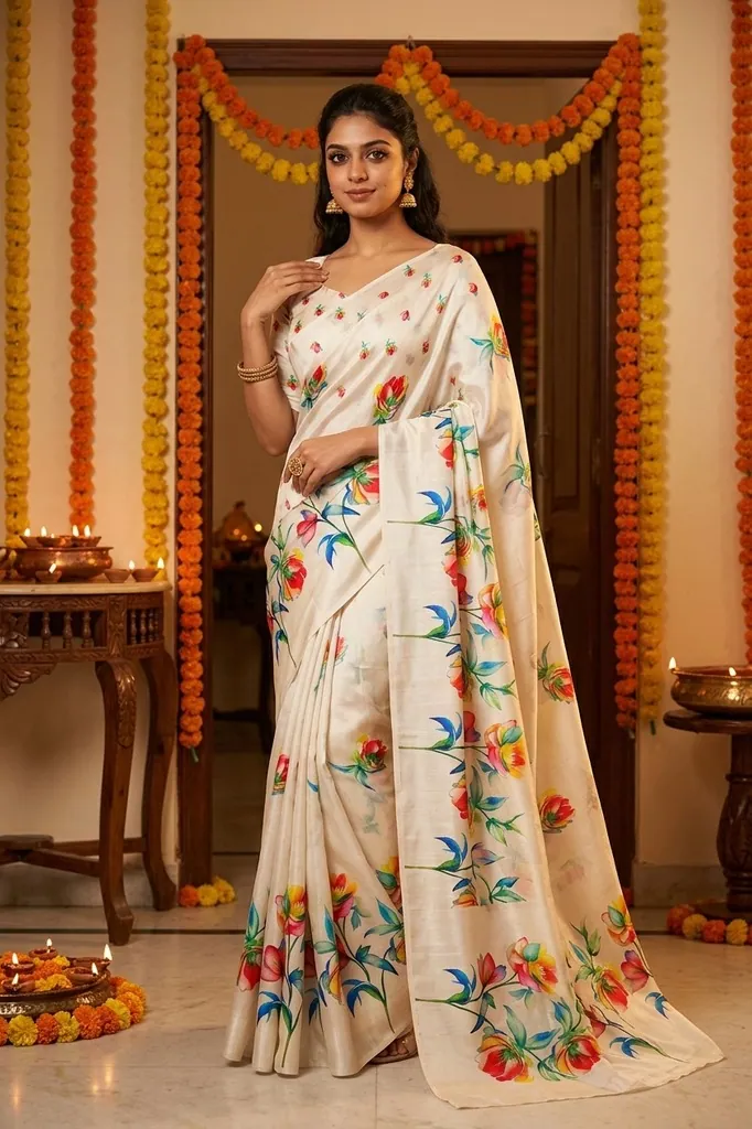 AI-generated on-model saree catalog photo