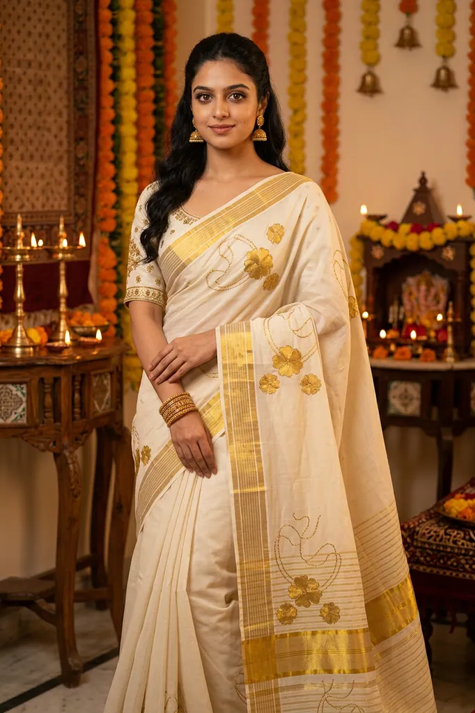 AI-generated on-model saree catalog photo