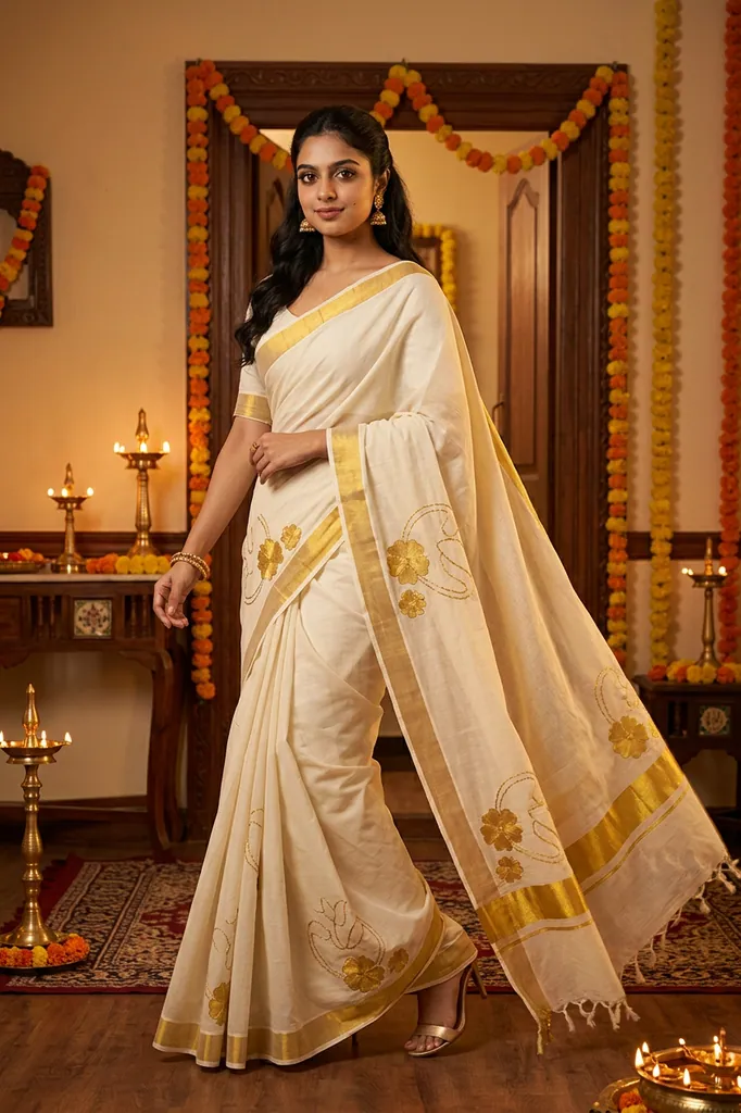 AI-generated on-model saree catalog photo