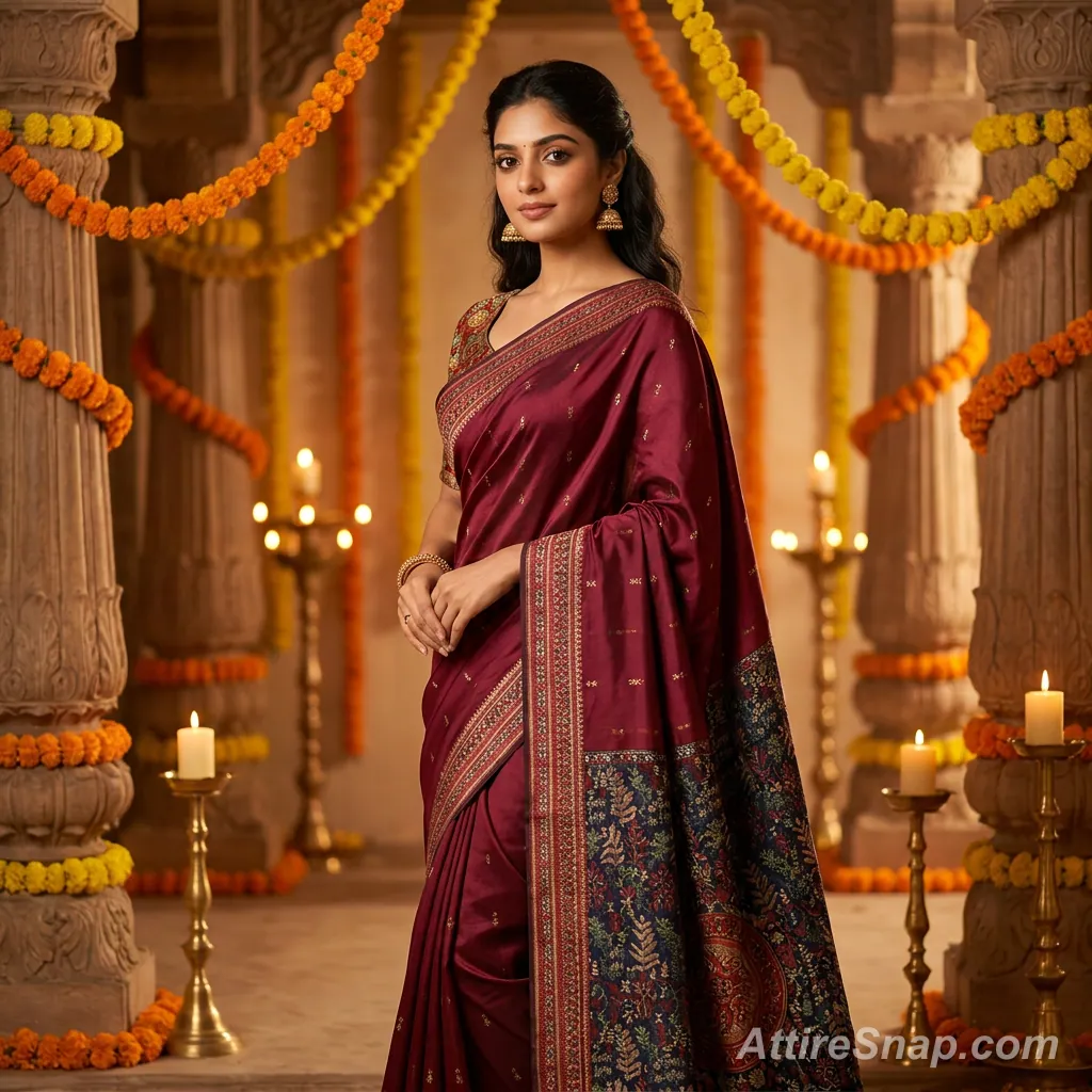 AI-generated on-model saree catalog photo