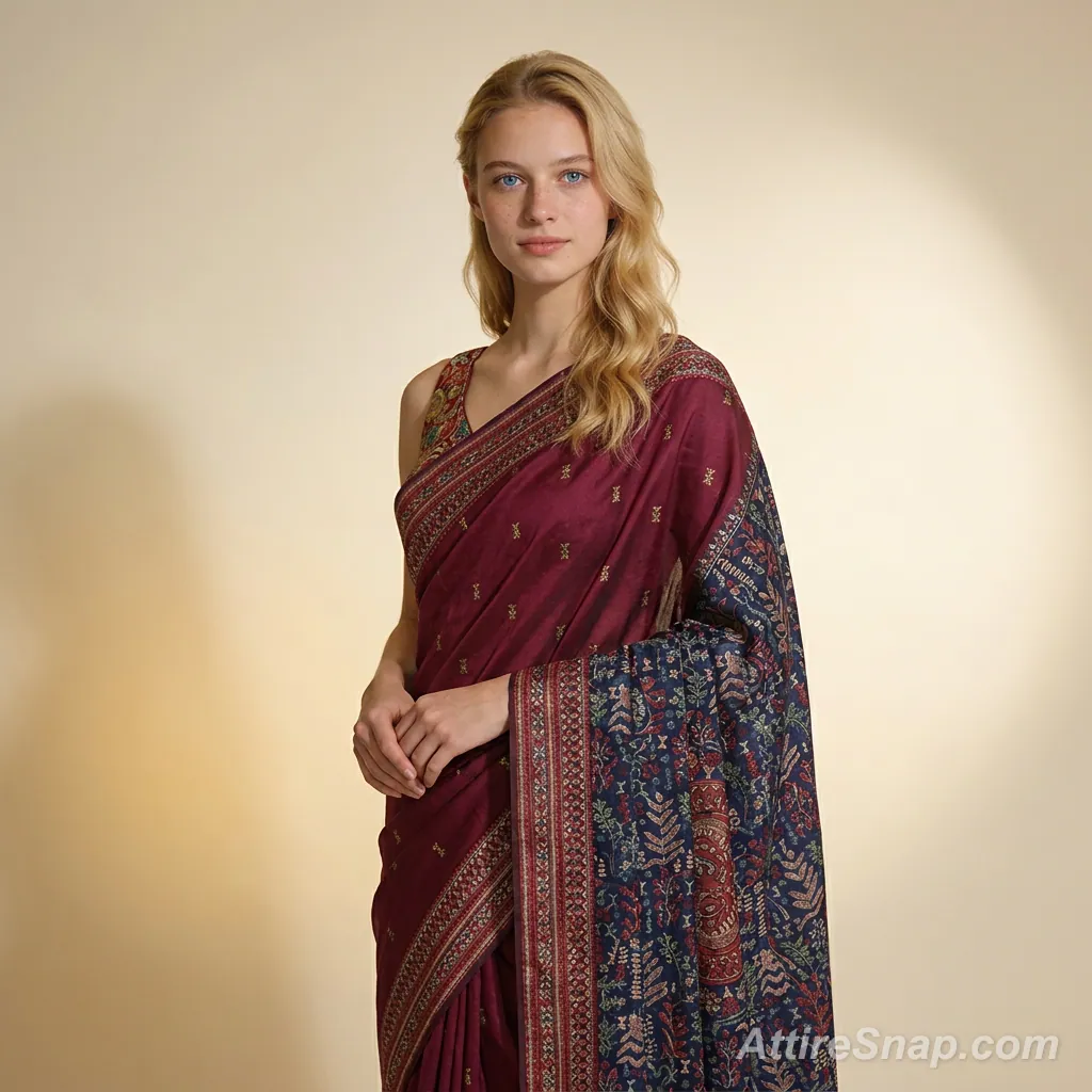 AI-generated on-model saree catalog photo