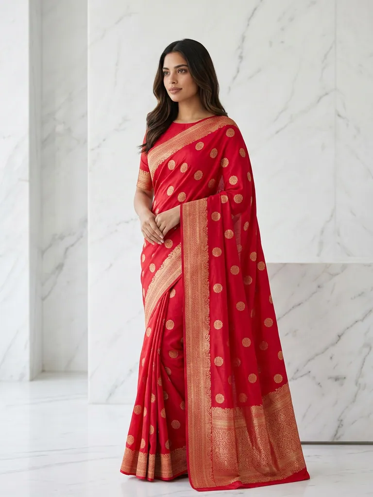 AI-generated on-model saree catalog photo