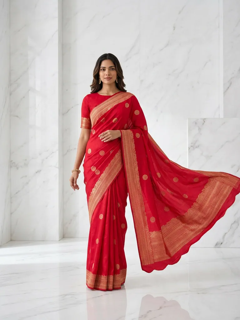 AI-generated on-model saree catalog photo