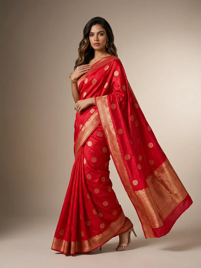 AI-generated on-model saree catalog photo