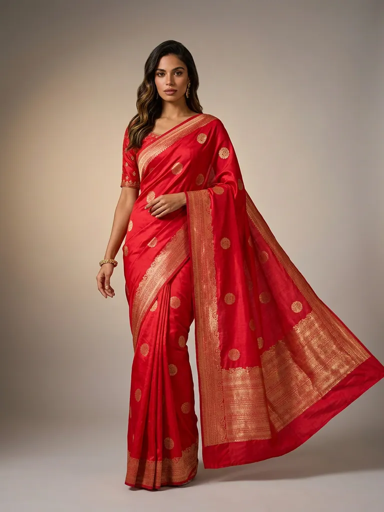 AI-generated on-model saree catalog photo