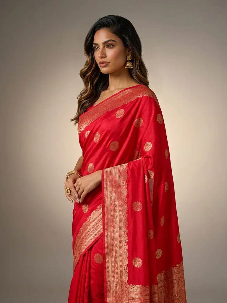 AI-generated on-model saree catalog photo