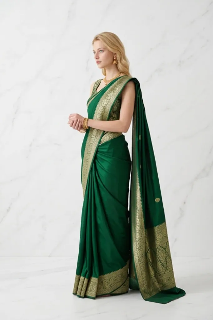 AI-generated on-model saree catalog photo
