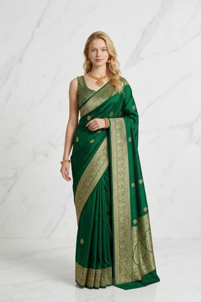AI-generated on-model saree catalog photo