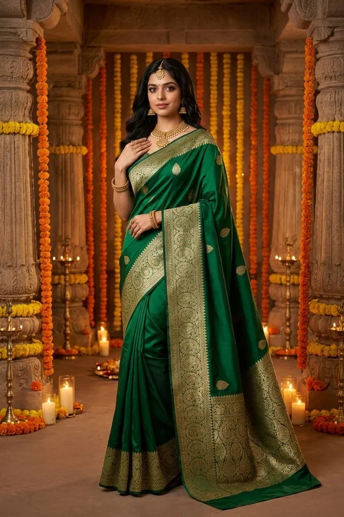 AI-generated on-model saree catalog photo