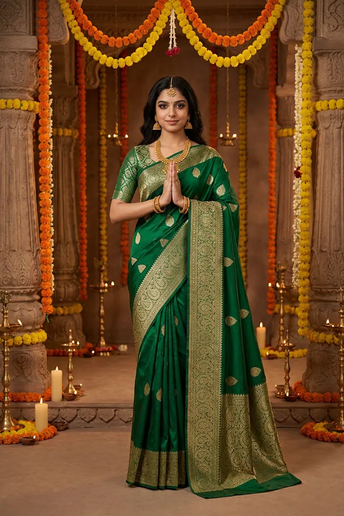 AI-generated on-model saree catalog photo