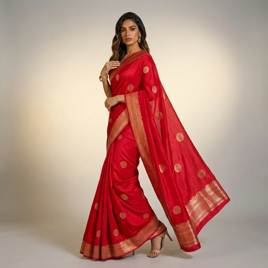AI-generated on-model saree catalog photo