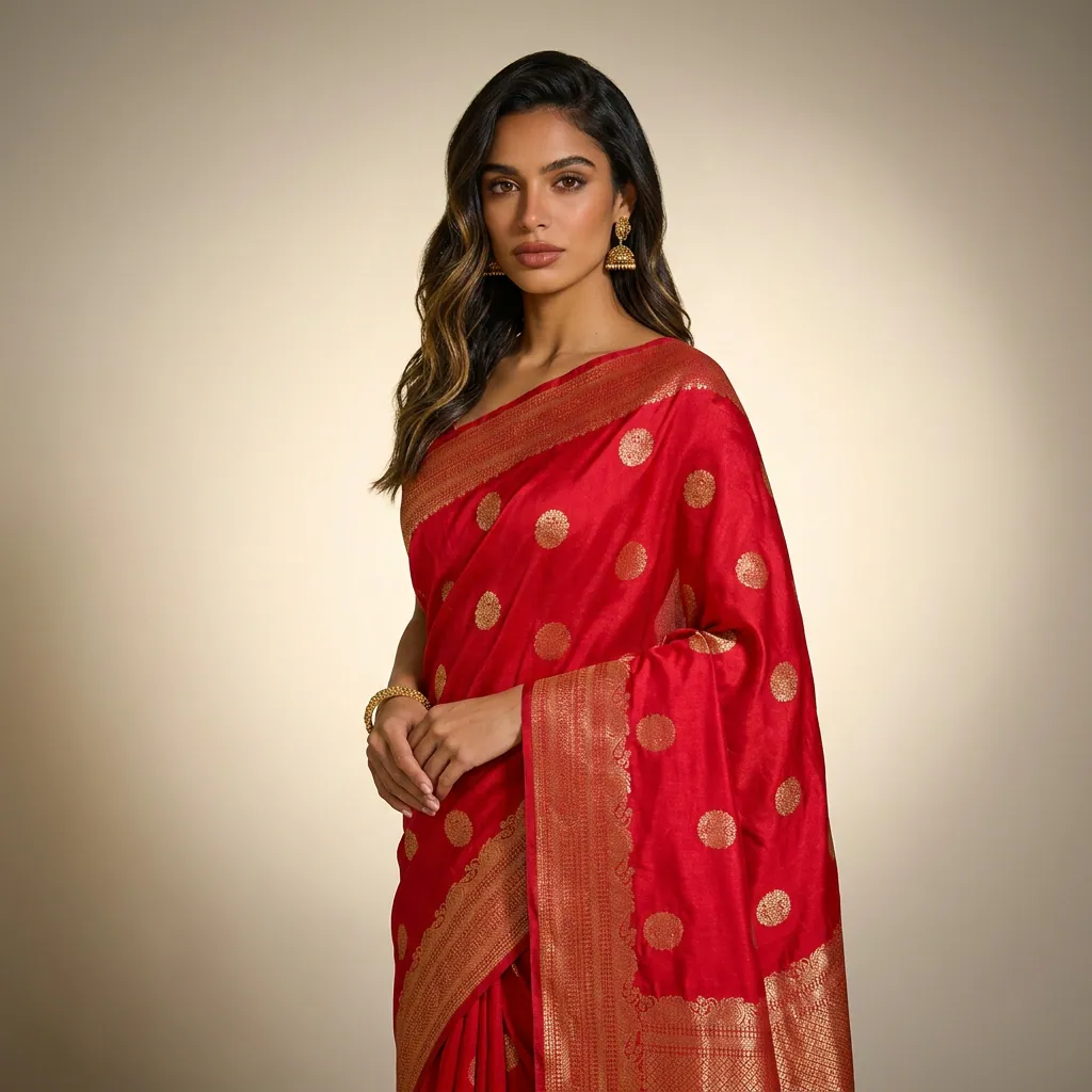 AI-generated on-model saree catalog photo