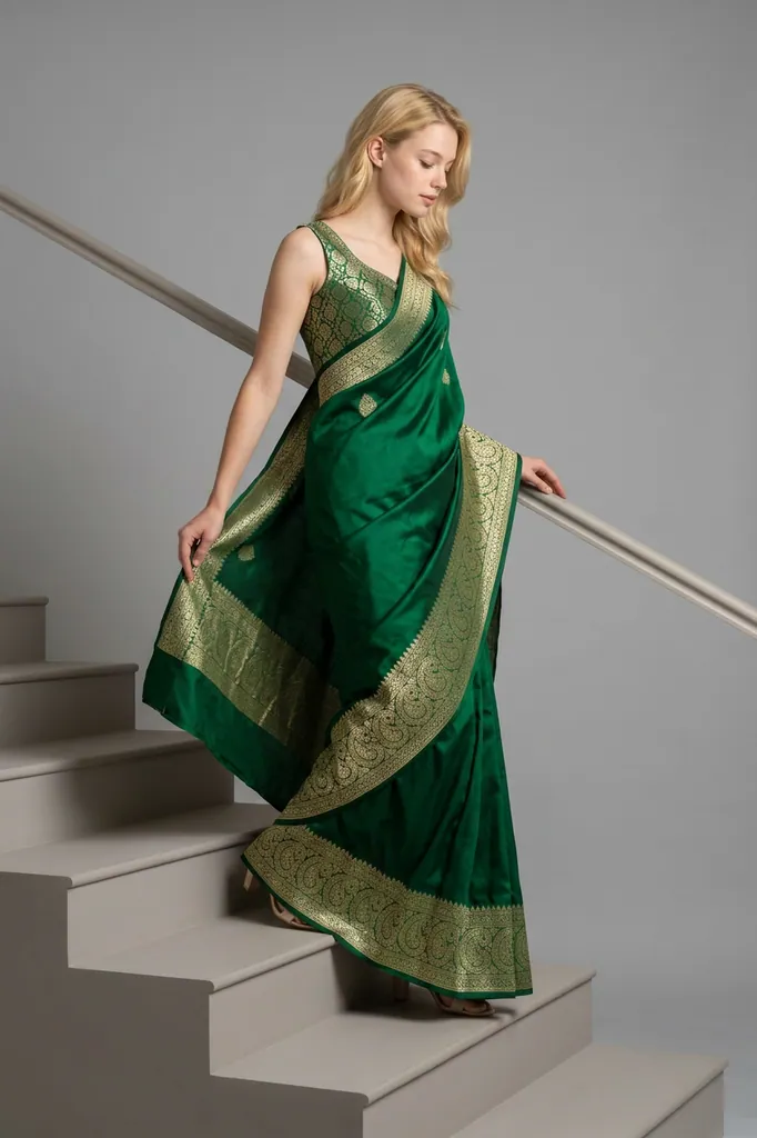 AI-generated on-model saree catalog photo