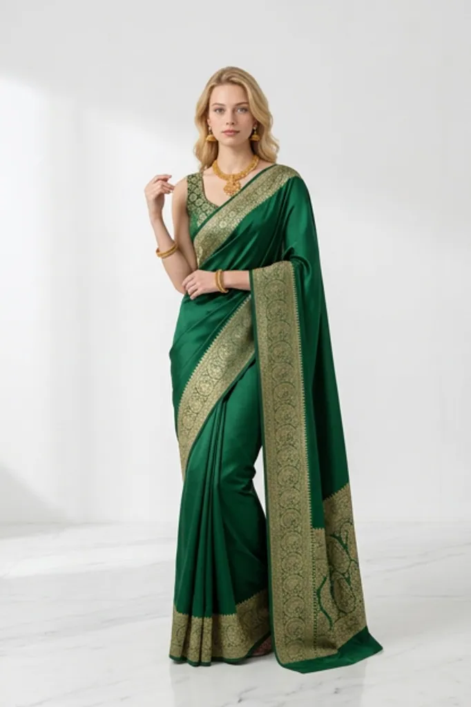 AI-generated on-model saree catalog photo