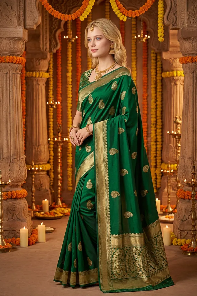 AI-generated on-model saree catalog photo