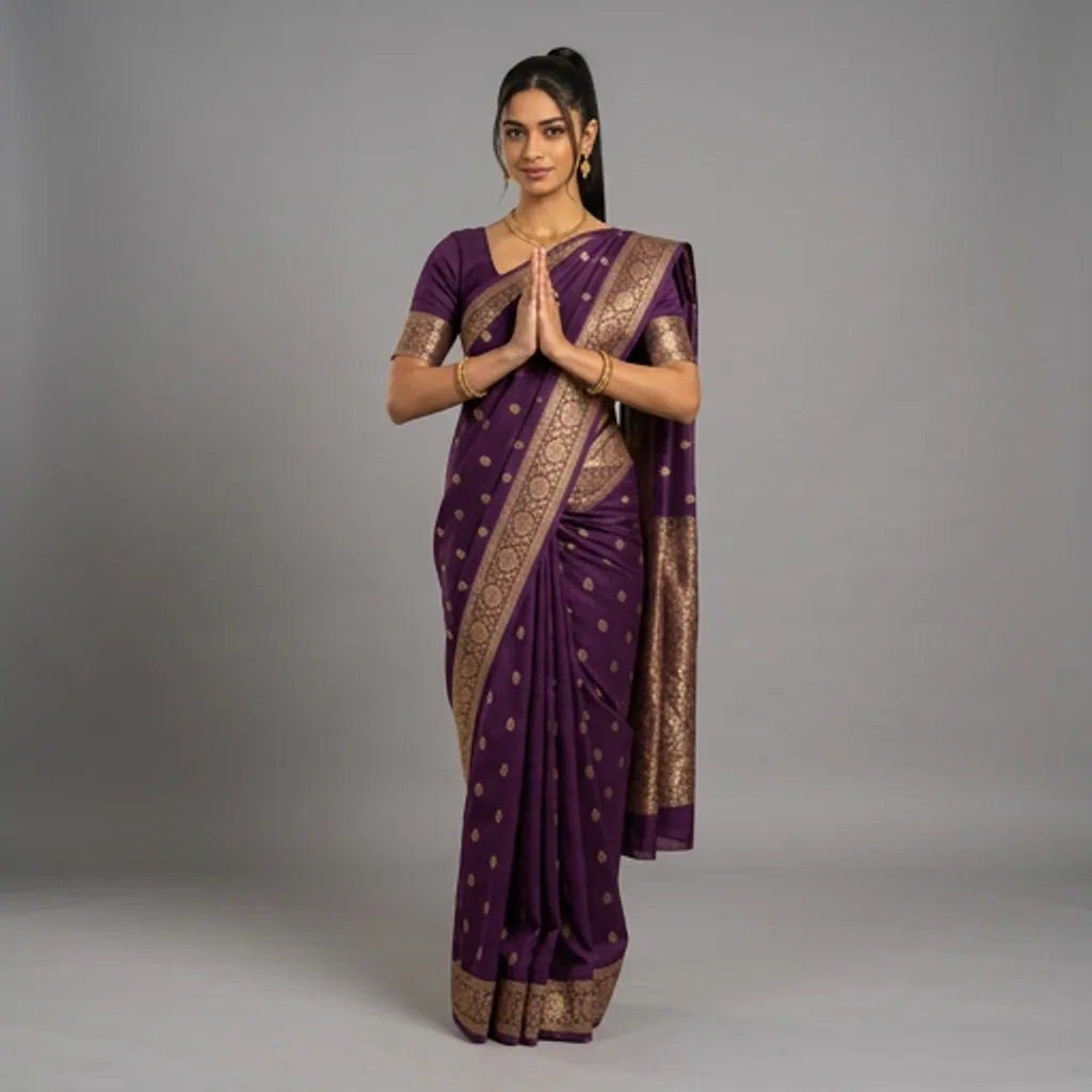 AI-generated on-model saree catalog photo