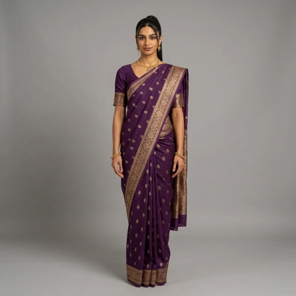AI-generated on-model saree catalog photo