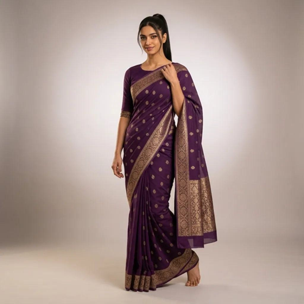 AI-generated on-model saree catalog photo