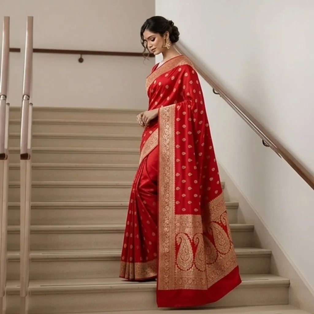 AI-generated on-model saree catalog photo