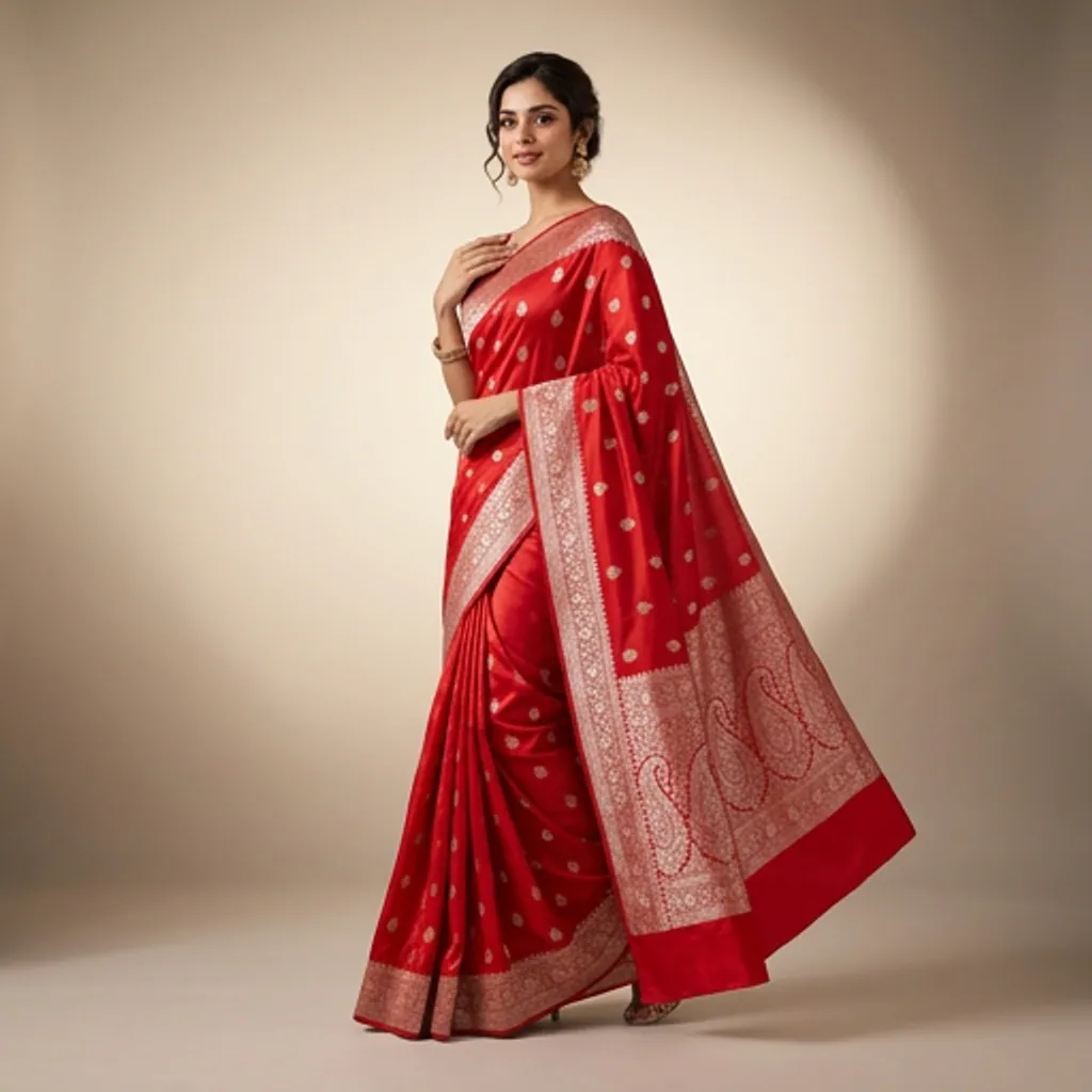 AI-generated on-model saree catalog photo
