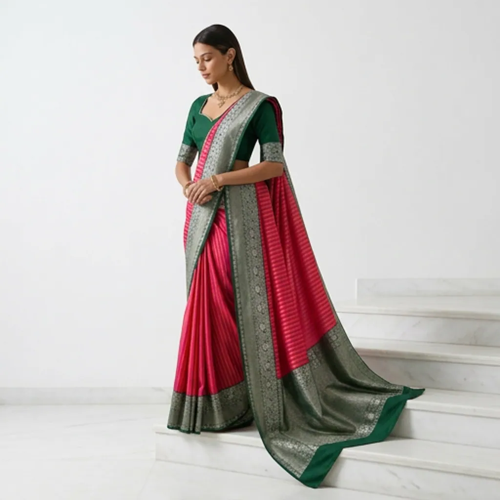 AI-generated on-model saree catalog photo