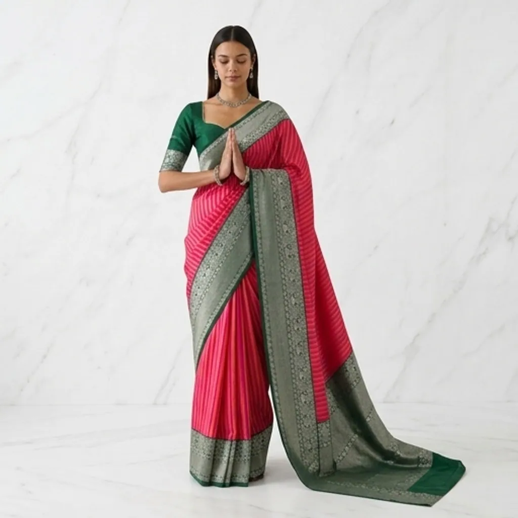 AI-generated on-model saree catalog photo