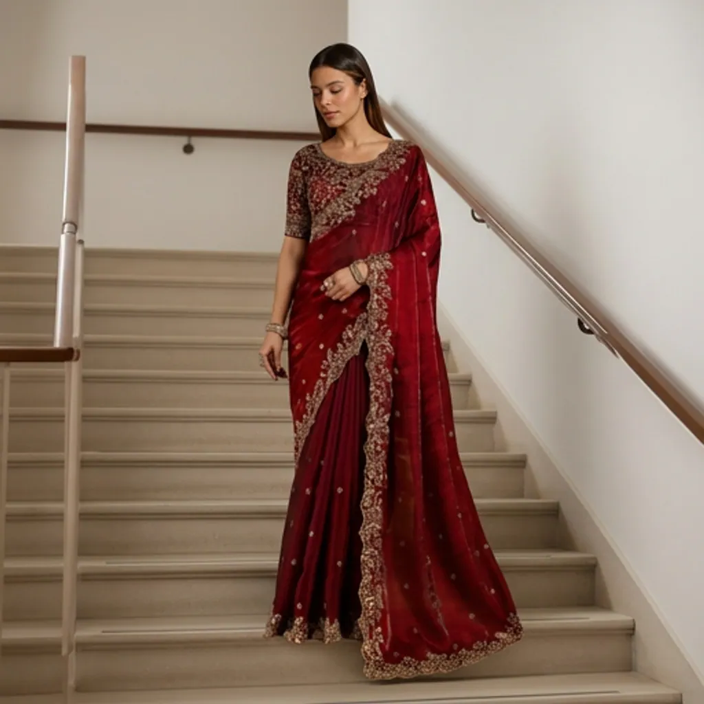 AI-generated on-model saree catalog photo