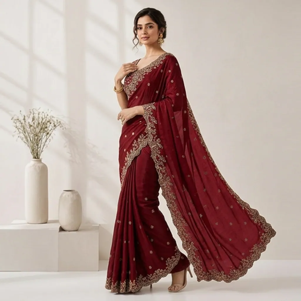 AI-generated on-model saree catalog photo