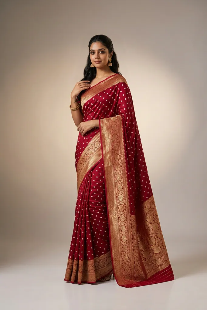 AI-generated on-model saree catalog photo