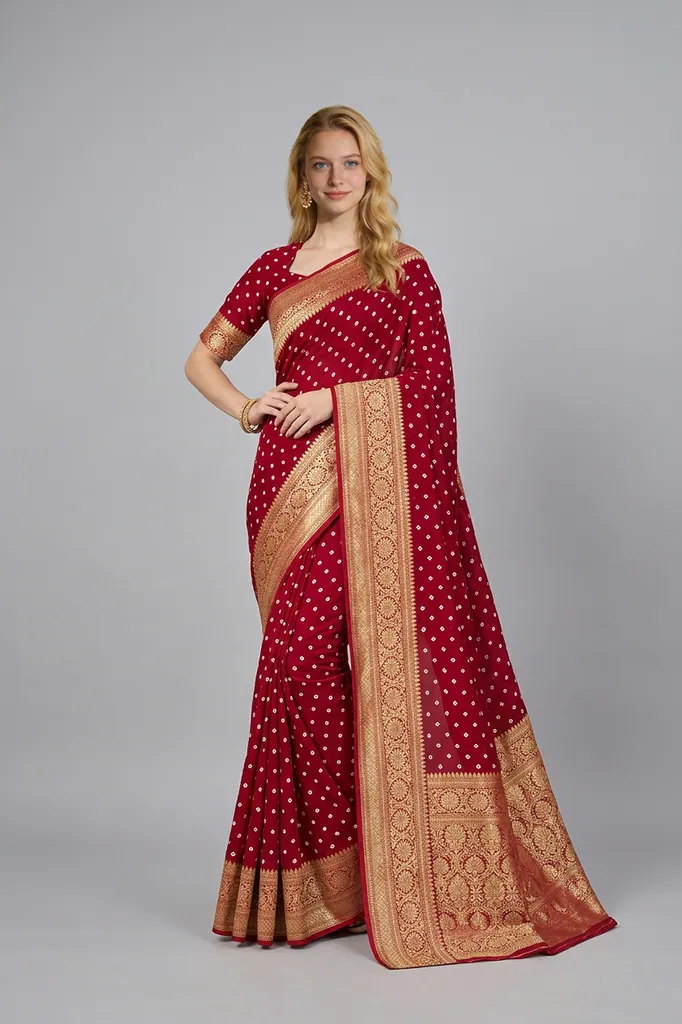 AI-generated on-model saree catalog photo