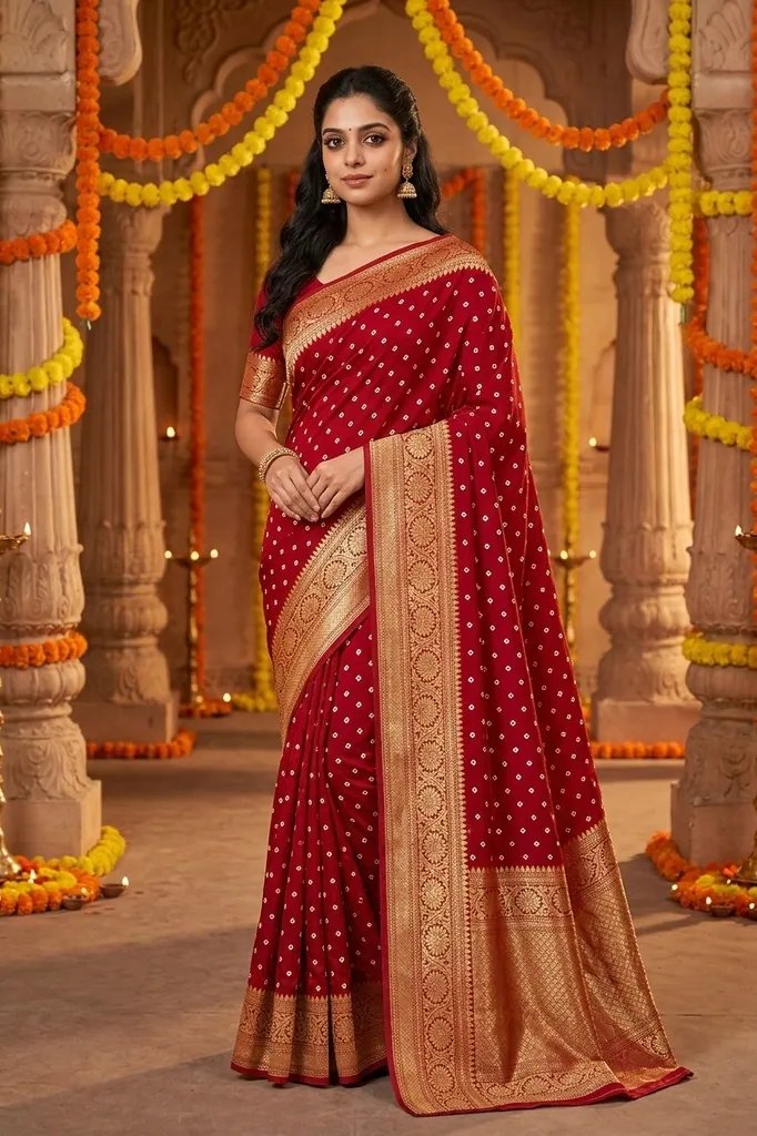 AI-generated on-model saree catalog photo