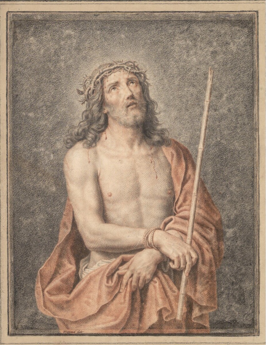Nicolas Bazin (Troyes 1633 - 1710 Troyes) | Christus mit Dornenkrone | Displayed motifs: Halo, Human face, Thorn crown, Clothing, Man, Person, Madonna, 