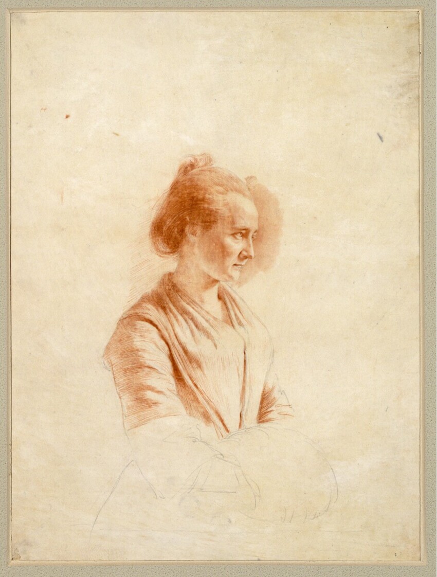 Jean Jacques de Boissieu (Lyon 1736 - 1810 Lyon) | Das Kindermädchen Joséphine, die Hände in einem Muff | Displayed motifs: Woman, Human face, Clothing, Halo, 
