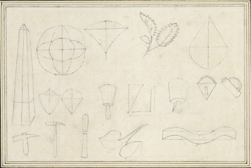 Prinzessin Maria Anna von Sachsen (Dresden 1799 - 1832 Pisa) | Geometrische Konstruktionen | Displayed motifs: Coat of arms, Latin cross, Halo, Kite, Animal, 