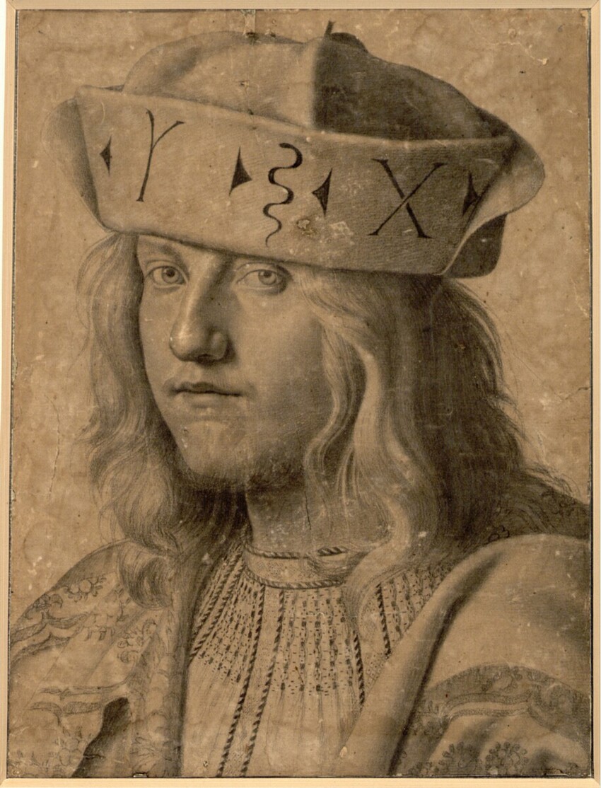 Bartolommeo Veneto ((Cremona ?) um 1480 - 1531 Turin) | Bildnis eines Jünglings mit Barett | Displayed motifs: Human face, Clothing, Hat, Halo, Person, Man, 