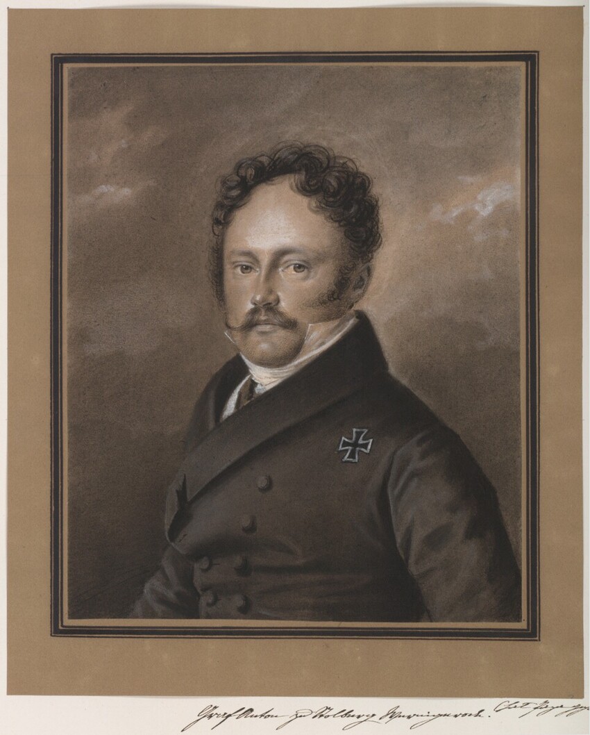 Franz Krüger (Großbadegast 1797 - 1857 Berlin) | Graf Anton zu Stolberg-Wernigerode, Brustbild | Displayed motifs: Human face, Man, Latin cross, Clothing, Human head, 