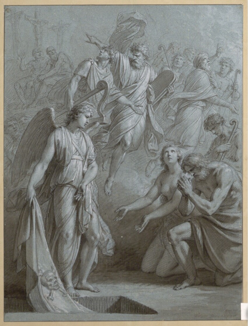 Heinrich Friedrich Füger (Heilbronn 1751 - 1818 Wien) | 11. Illustration zu Klopstocks Messiade | Displayed motifs: Angel, Latin cross, Person, Human face, 