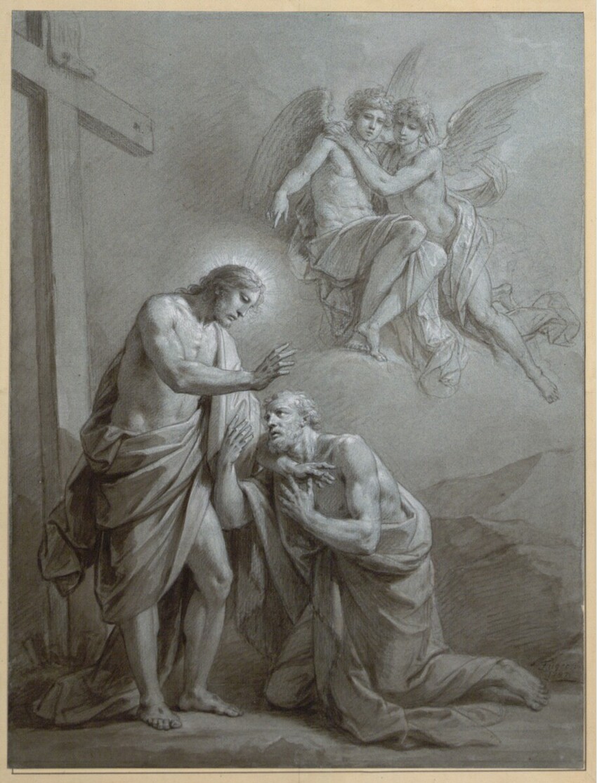 Heinrich Friedrich Füger (Heilbronn 1751 - 1818 Wien) | 15. Illustration zu Klopstocks Messiade | Displayed motifs: Angel, Halo, Person, Man, Human face, 
