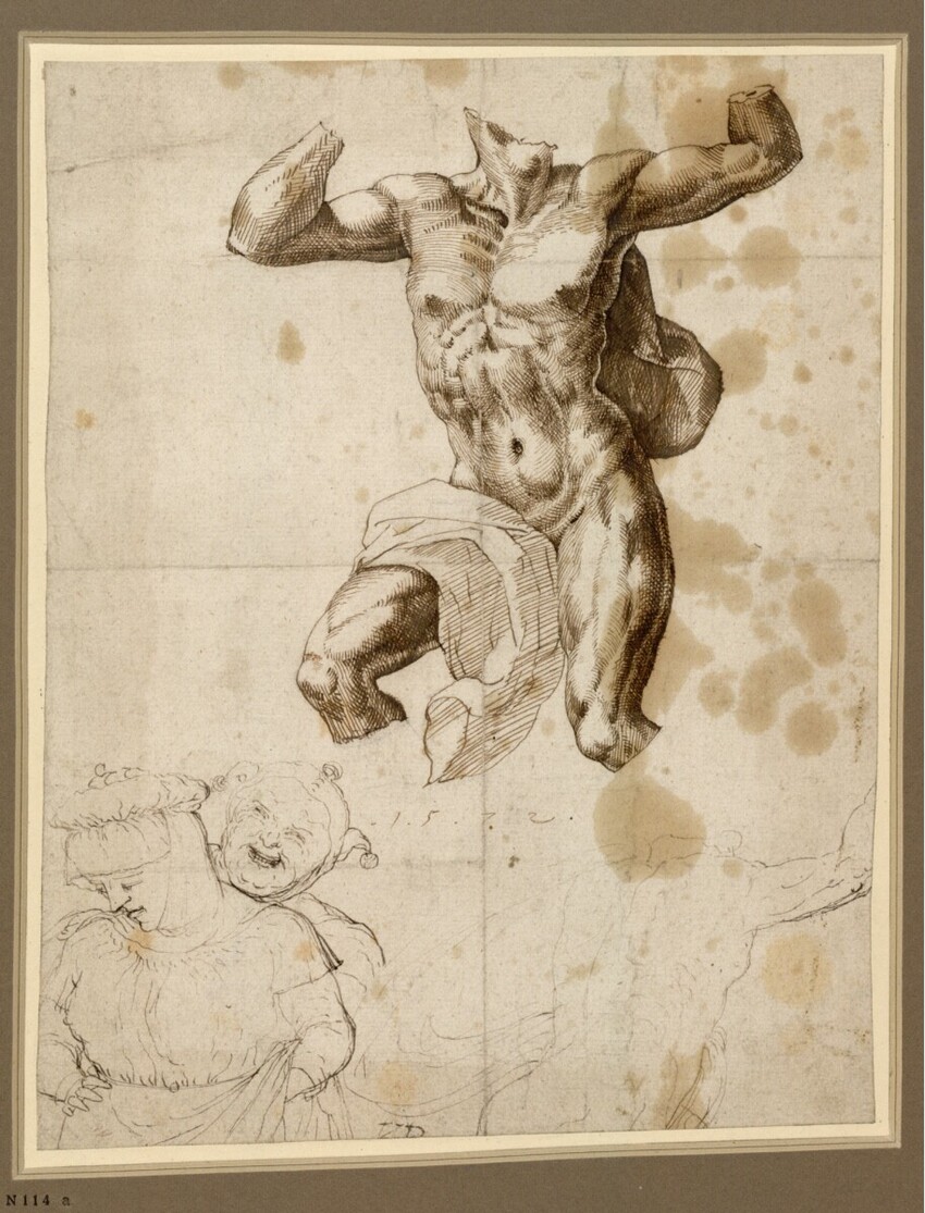 Vincent Sellaer ( (Inv: van Gheyn), Niederlande, erwähnt 1538 - 1544) | Studienblatt | Displayed motifs: Putto, Person, Mammal, Human face, Animal, 