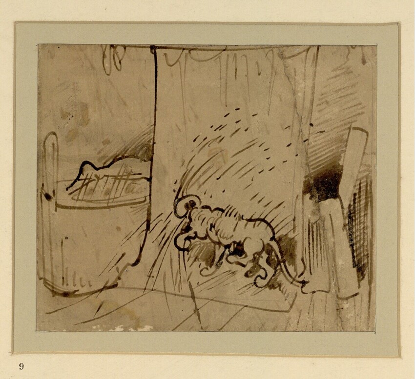 Wilhelm Busch (Wiedensahl/Hannover 1832 - 1908 Mechtshausen/Harz) | Das warme Bad (9) | Displayed motifs: Mammal, Animal, 