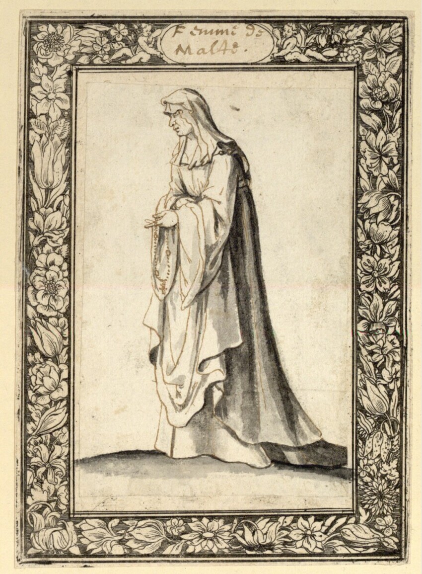 Sébastien Le Clerc (Metz 1637 - 1714 Paris) | Malteserin | Displayed motifs: Veil, Woman, Clothing, Human face, 